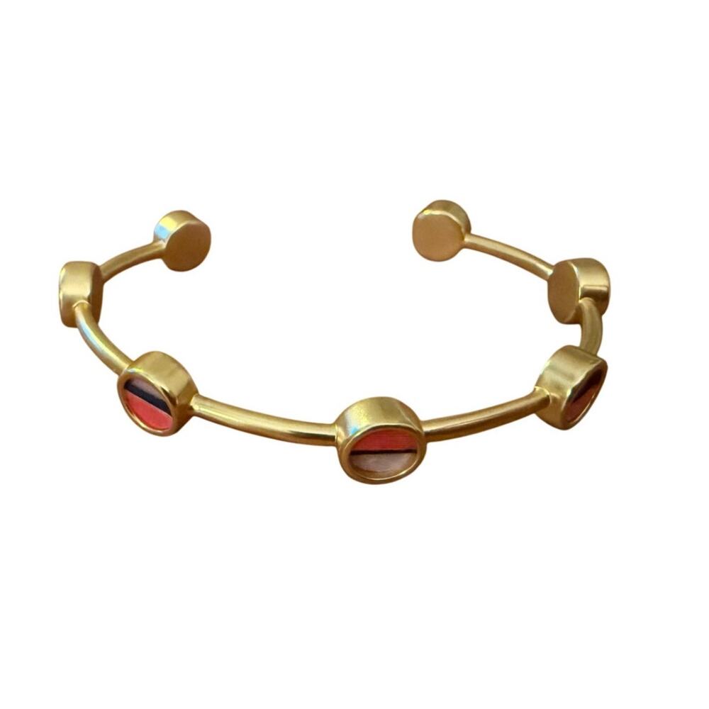 Brackish Multi-Bezel Gold Toned Cuff Bracelet